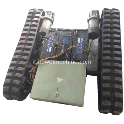 Sistema di sottocarro con telaio cingolato in gomma o acciaio RC per l&#39;agricoltura di perforatrici per miniere con telecomando